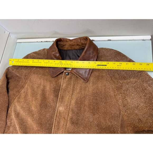 Vintage Lone Pine Leather Suede Long Coat Mens Size 42 Western Front Snap Camel - Picture 12 of 16